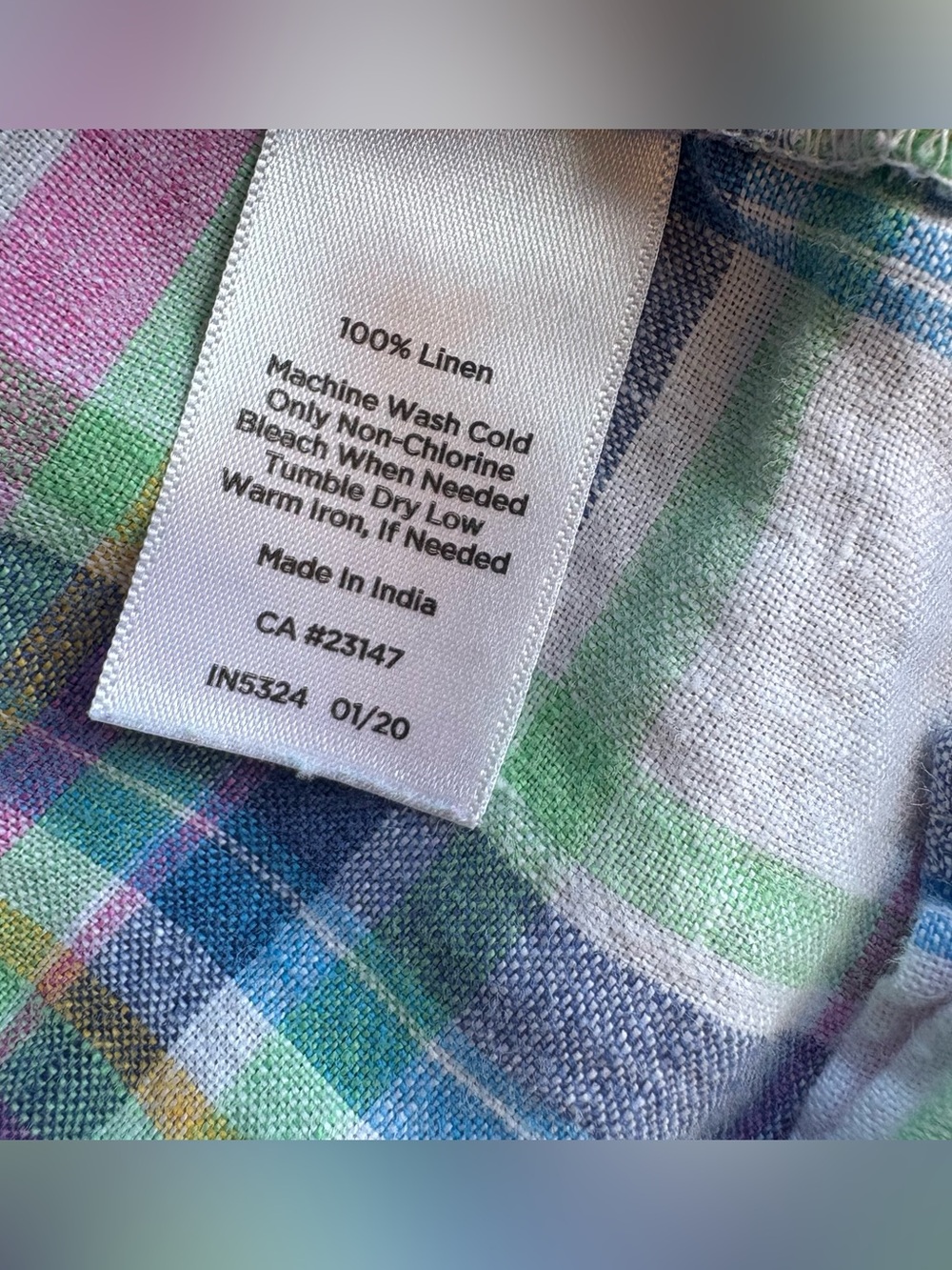 Talbots 100% Linen Madras Plaid Sleeveless Split Neck Top Shell Size M - Picture 5 of 9
